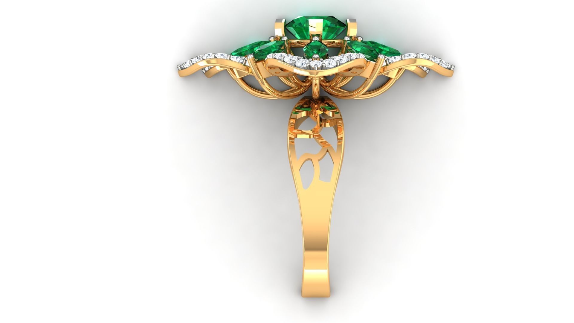 Cocktail Marquise Diamond Ring 3dm stl Renders Details 3D print model_3