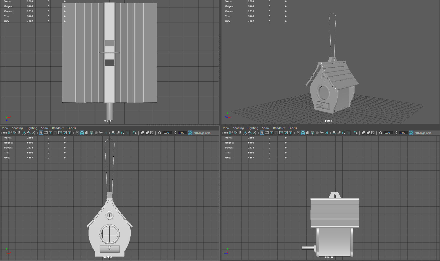 Birdhouse wooden Low-poly 3D model_8