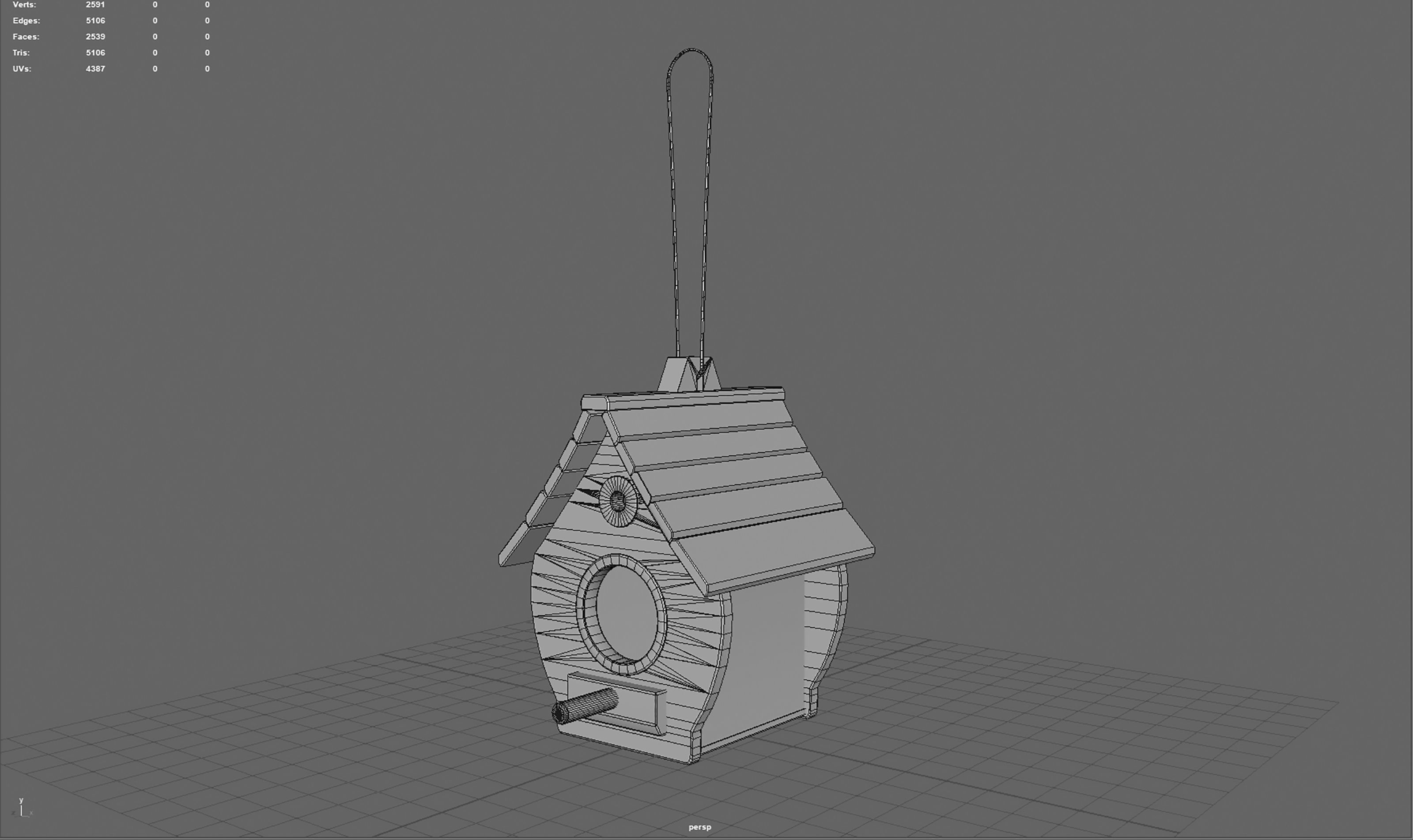 Birdhouse wooden Low-poly 3D model_11