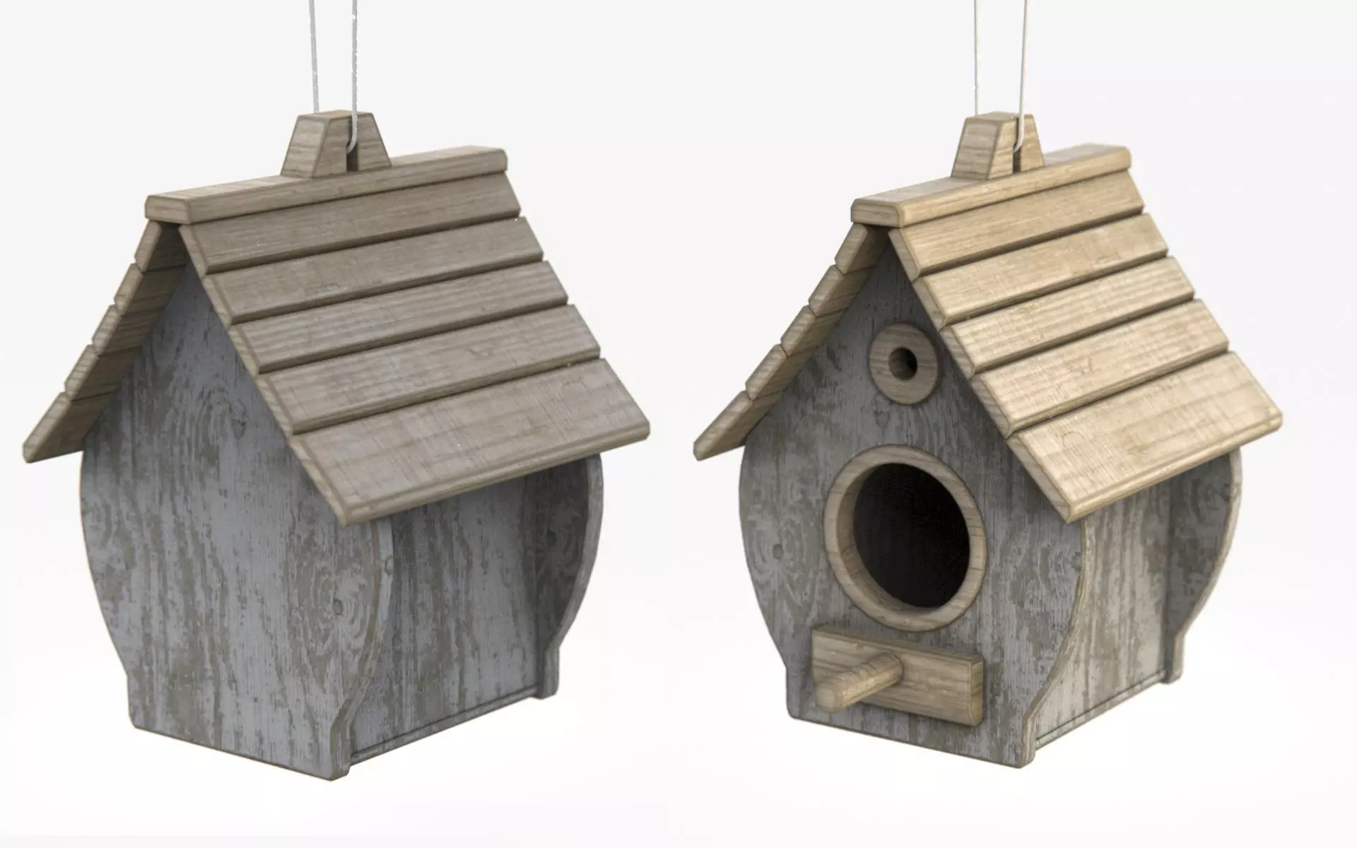 Birdhouse wooden Low-poly 3D model_0