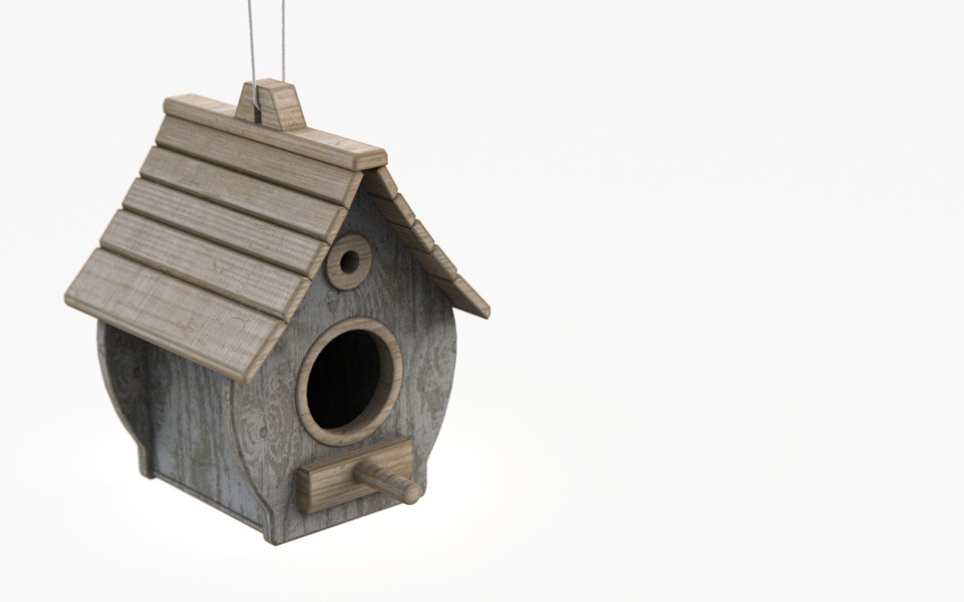 Birdhouse wooden Low-poly 3D model_2