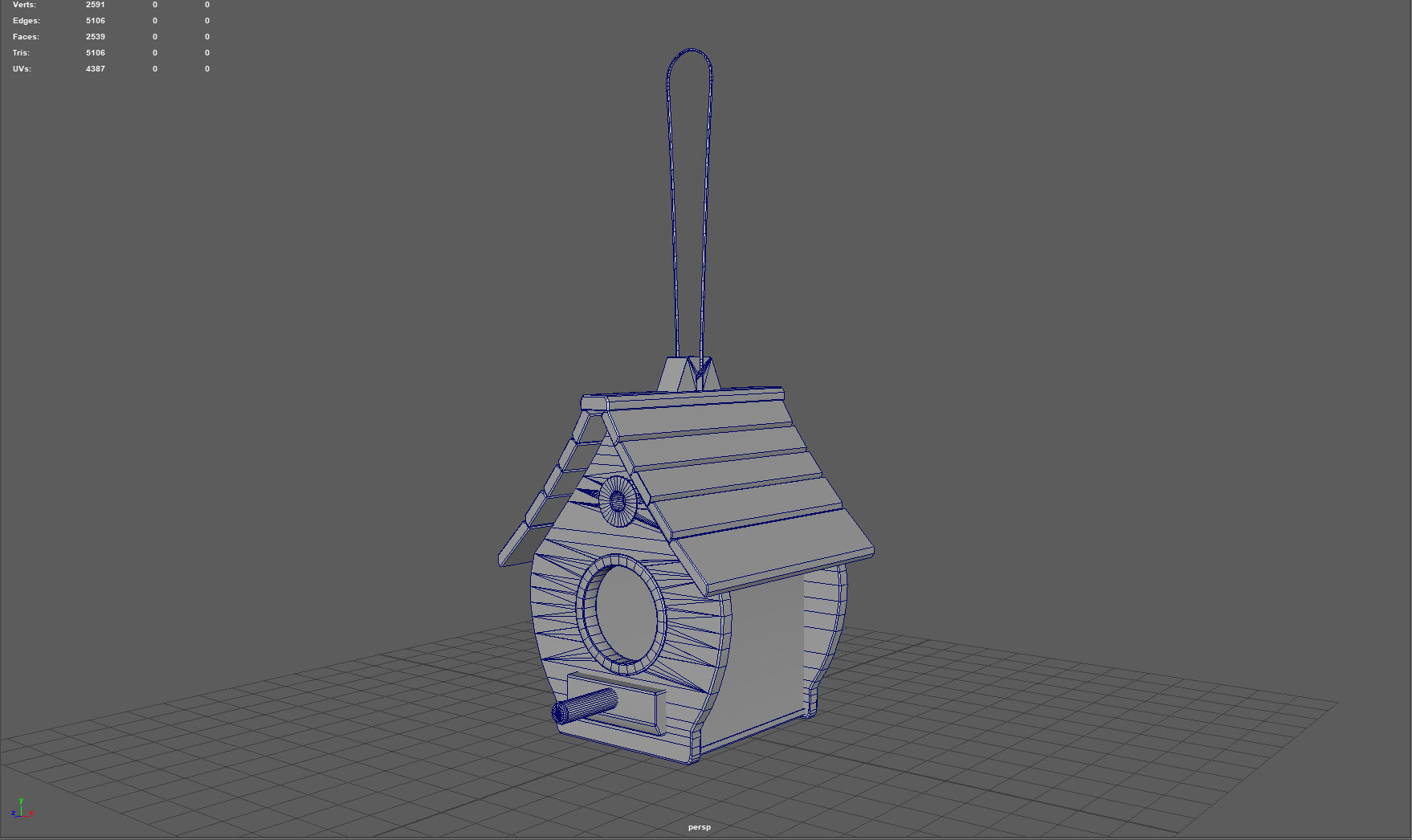Birdhouse wooden Low-poly 3D model_6