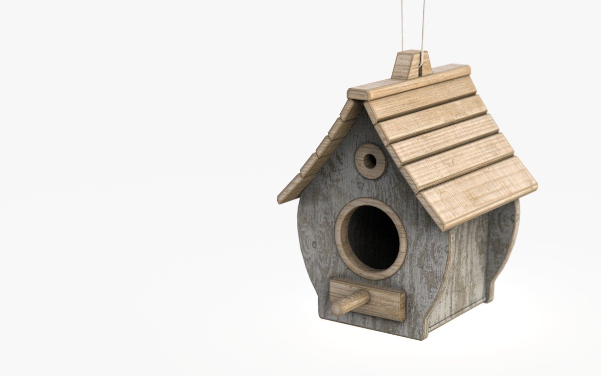 Birdhouse wooden Low-poly 3D model_3