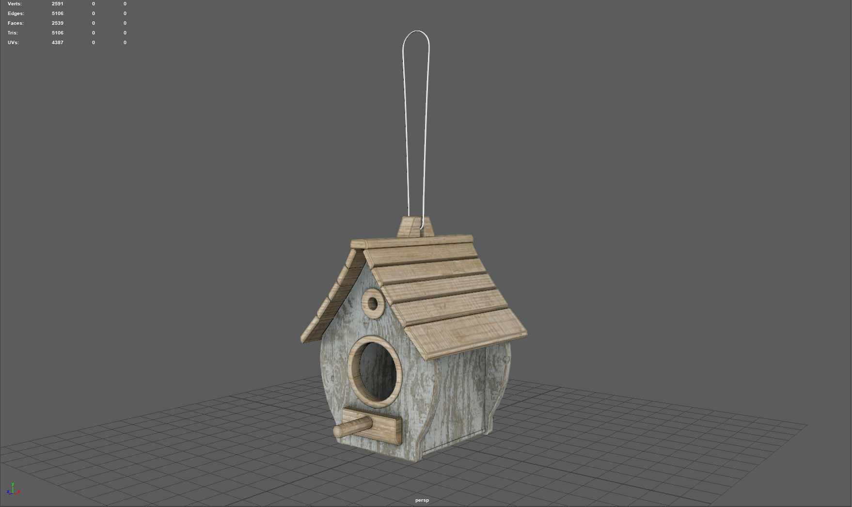 Birdhouse wooden Low-poly 3D model_4
