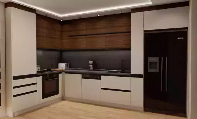 Kitchen modern with cabinets and appliances