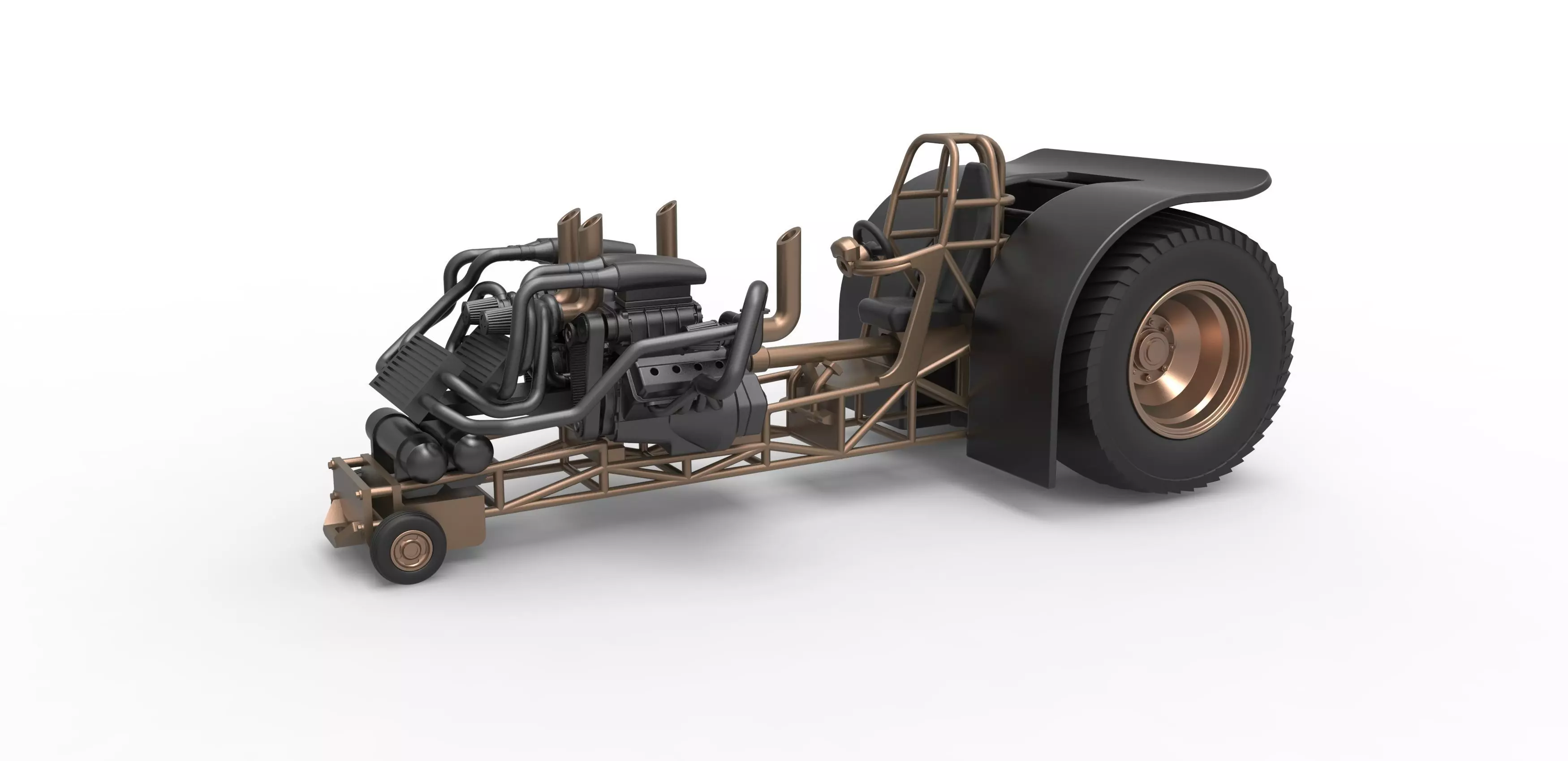 Twin-engined pulling tractor Scale 1 to 25 3D print model_0