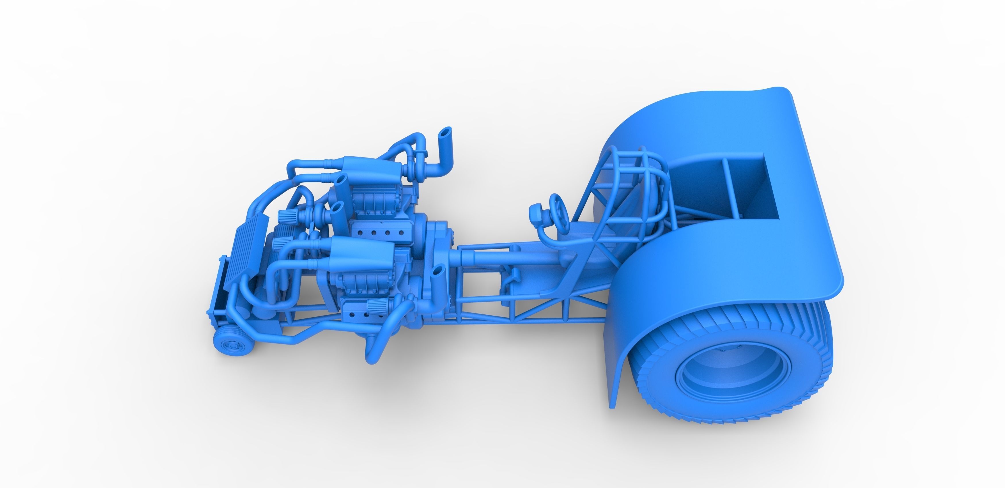 Twin-engined pulling tractor Scale 1 to 25 3D print model_21
