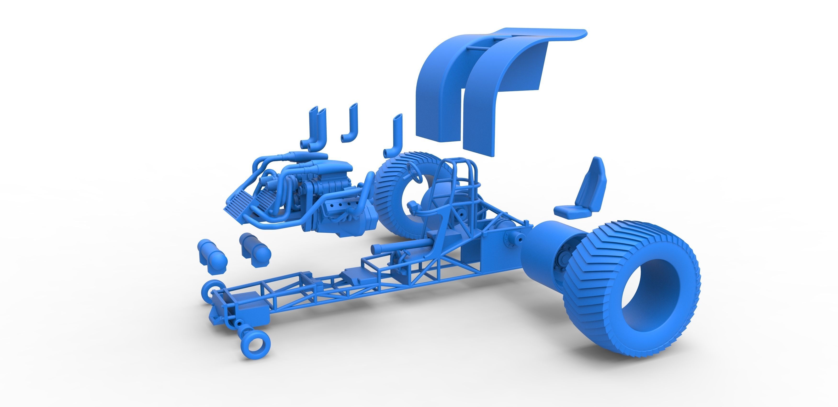 Twin-engined pulling tractor Scale 1 to 25 3D print model_27