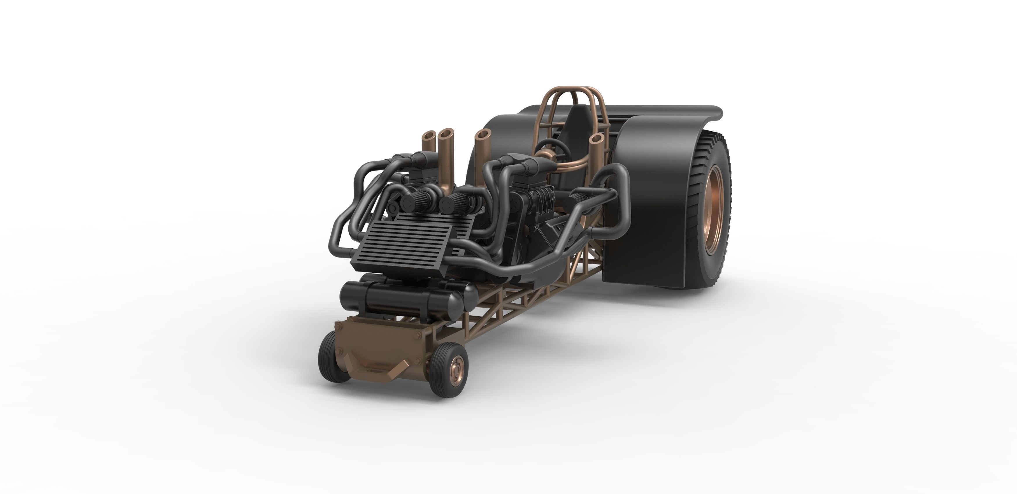 Twin-engined pulling tractor Scale 1 to 25 3D print model_3