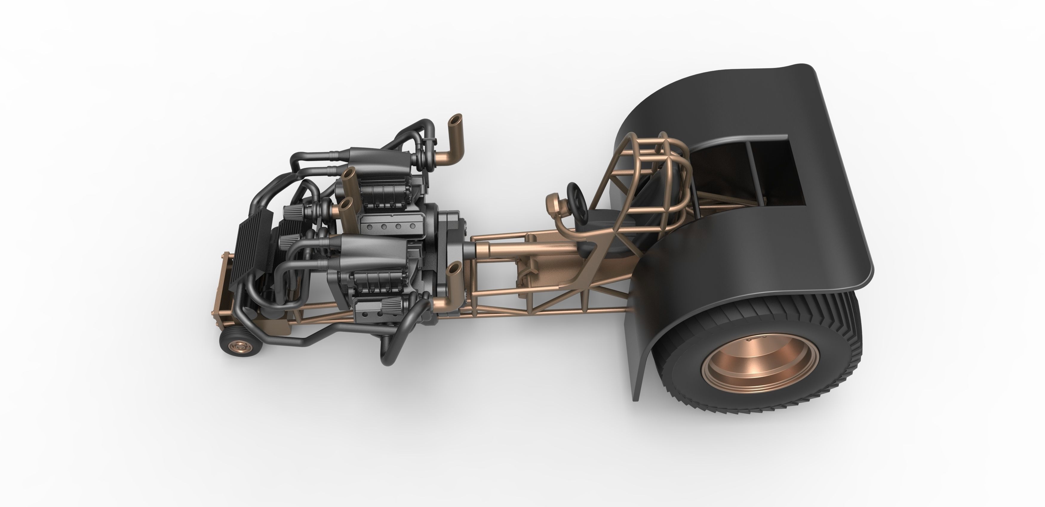 Twin-engined pulling tractor Scale 1 to 25 3D print model_8