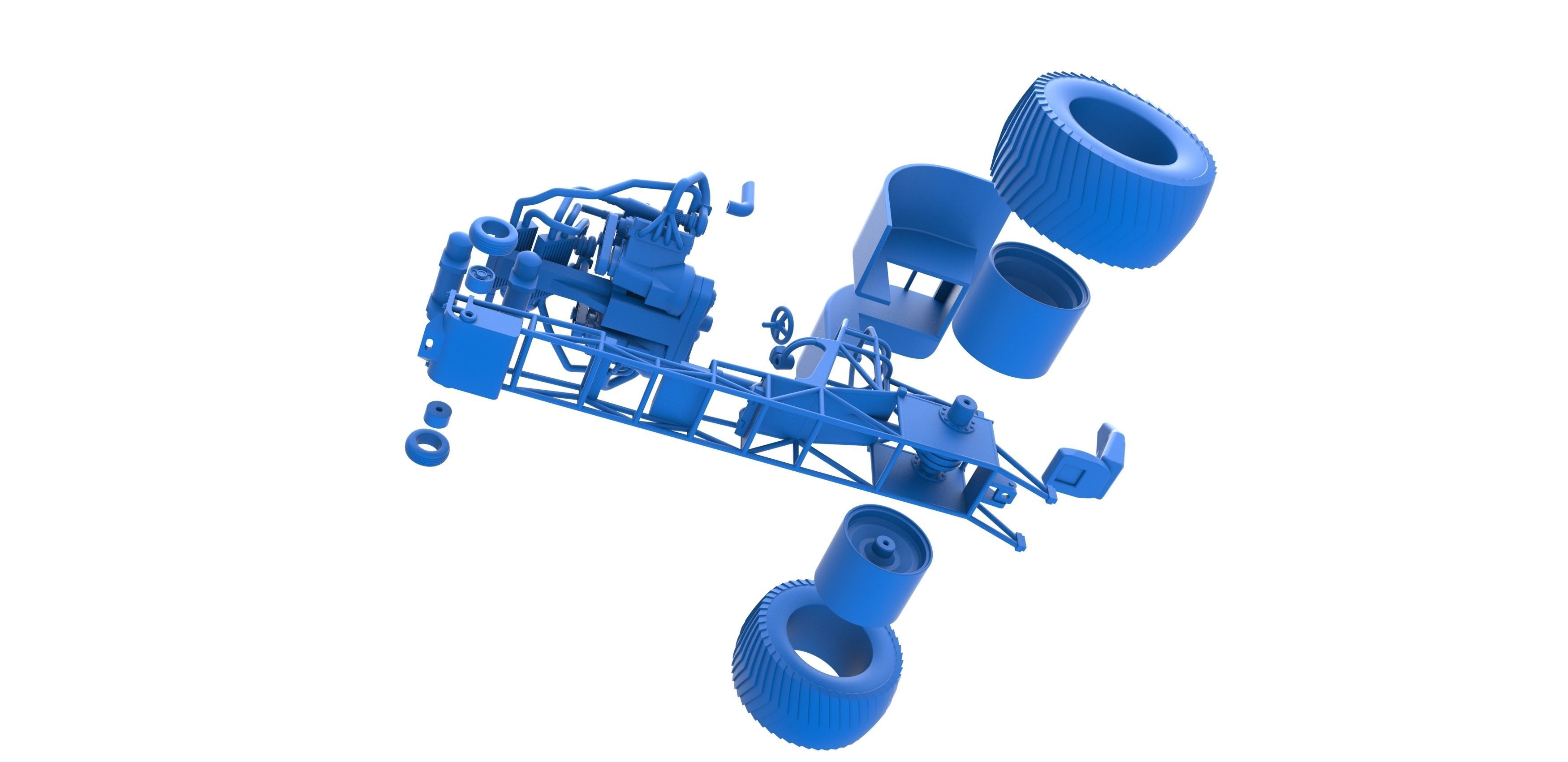 Twin-engined pulling tractor Scale 1 to 25 3D print model_29