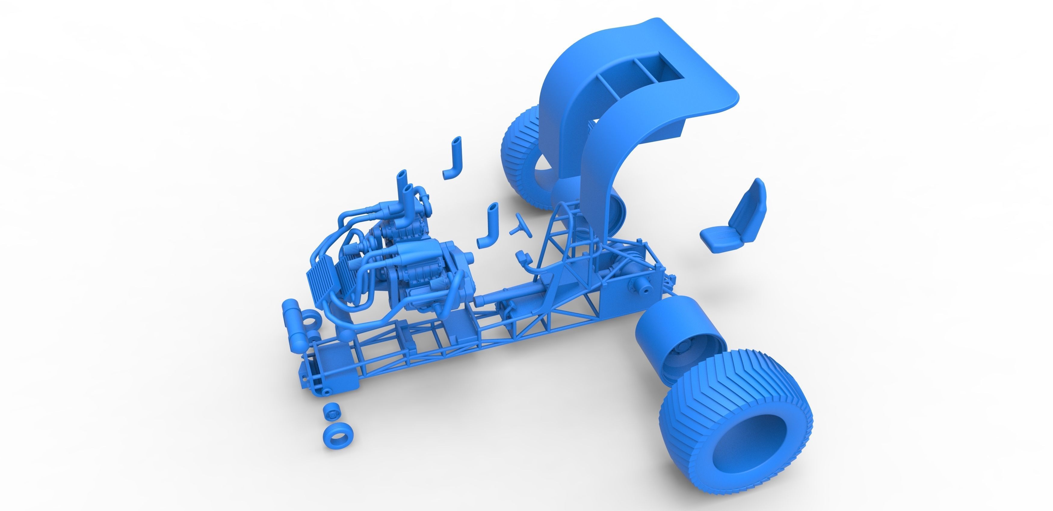 Twin-engined pulling tractor Scale 1 to 25 3D print model_28