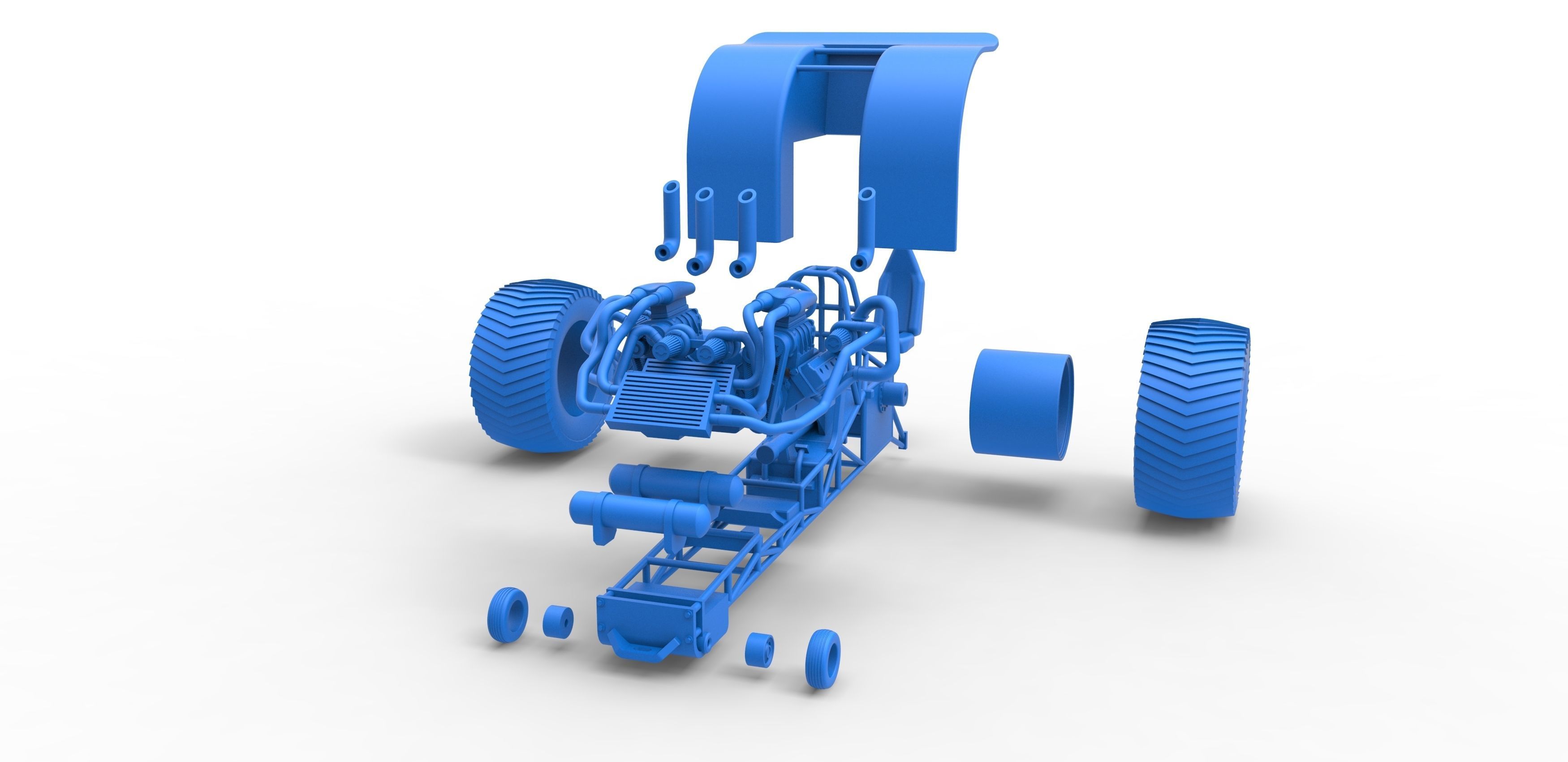 Twin-engined pulling tractor Scale 1 to 25 3D print model_30