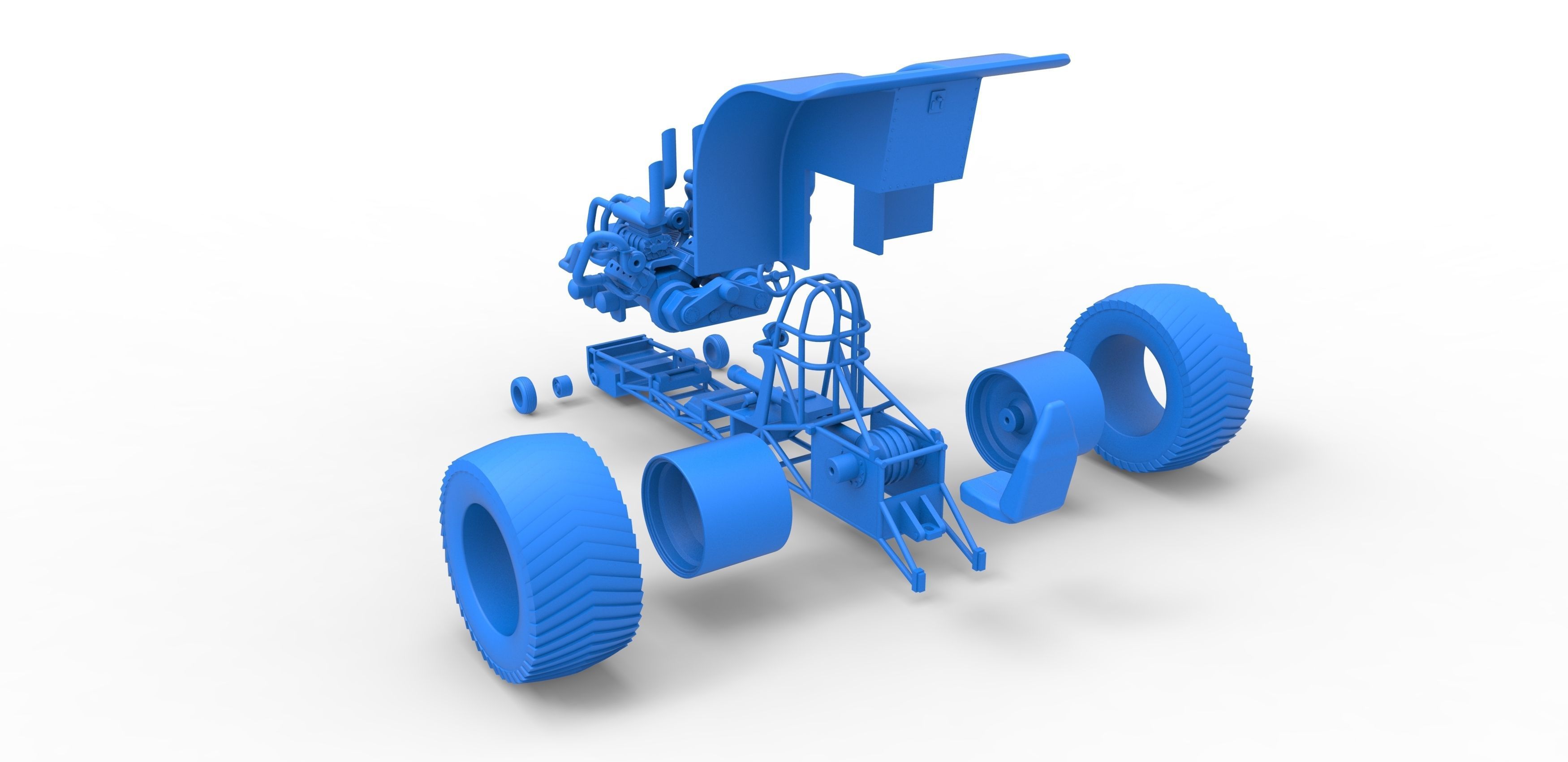 Twin-engined pulling tractor Scale 1 to 25 3D print model_33
