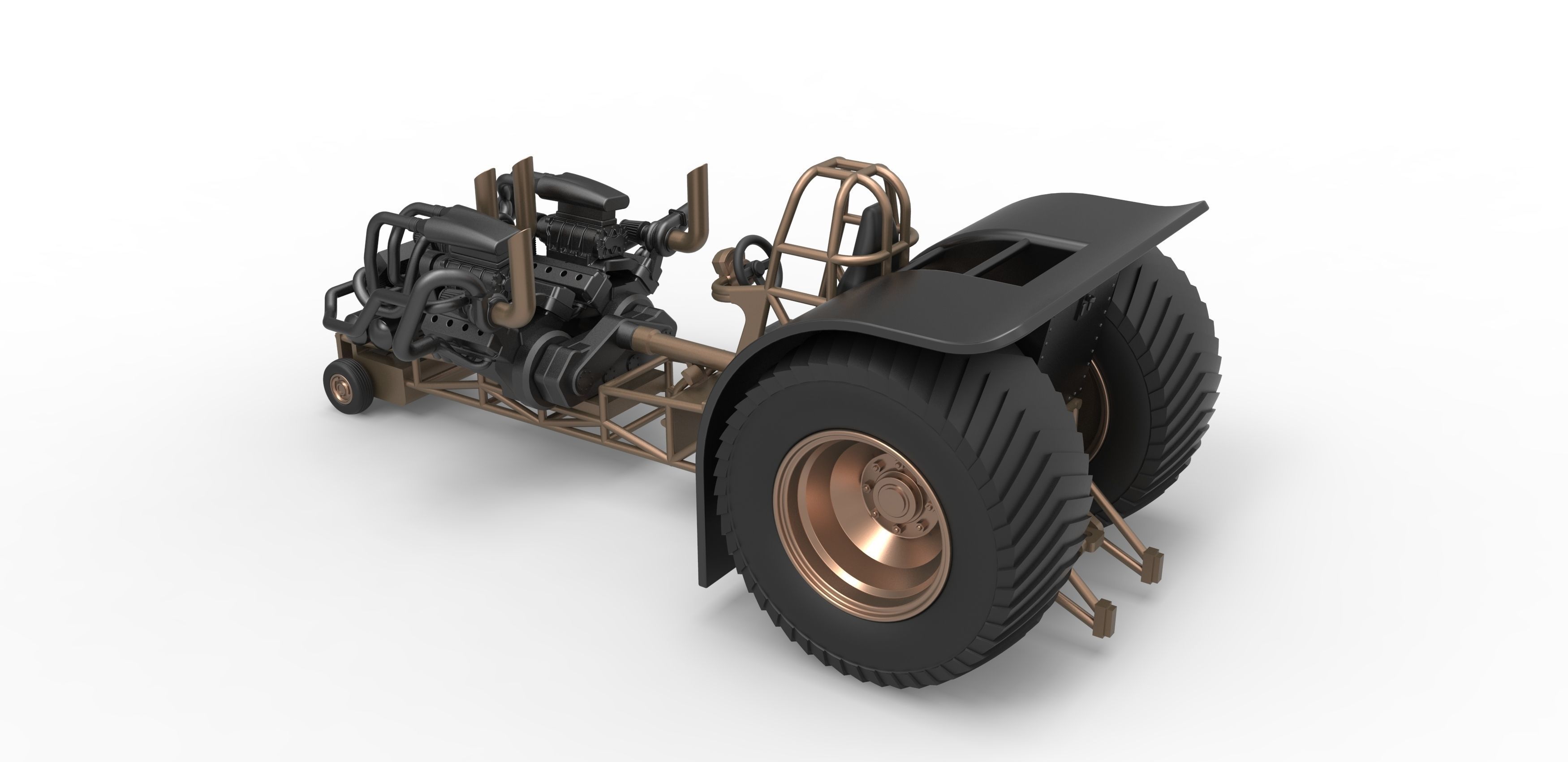 Twin-engined pulling tractor Scale 1 to 25 3D print model_10