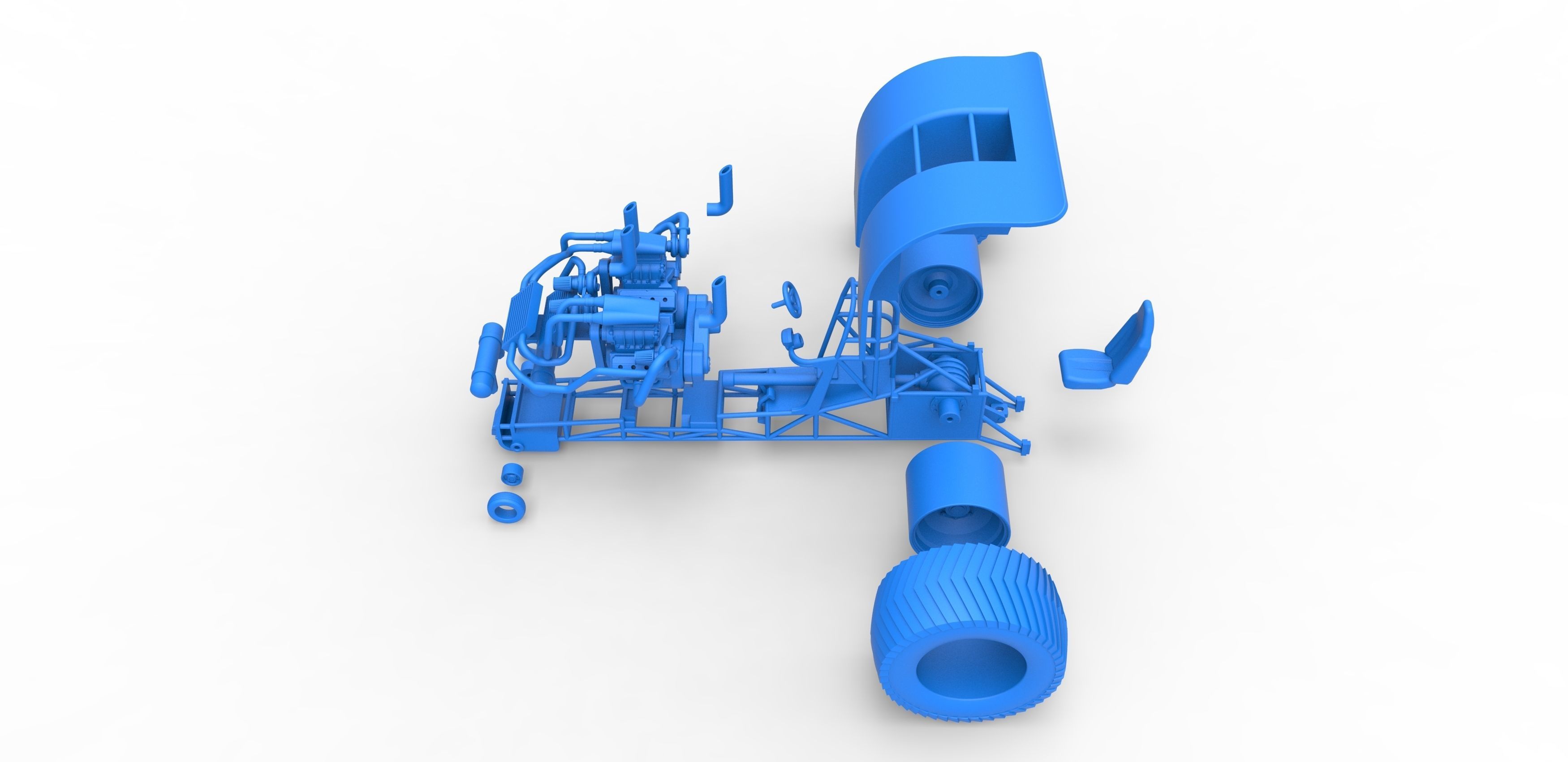 Twin-engined pulling tractor Scale 1 to 25 3D print model_32