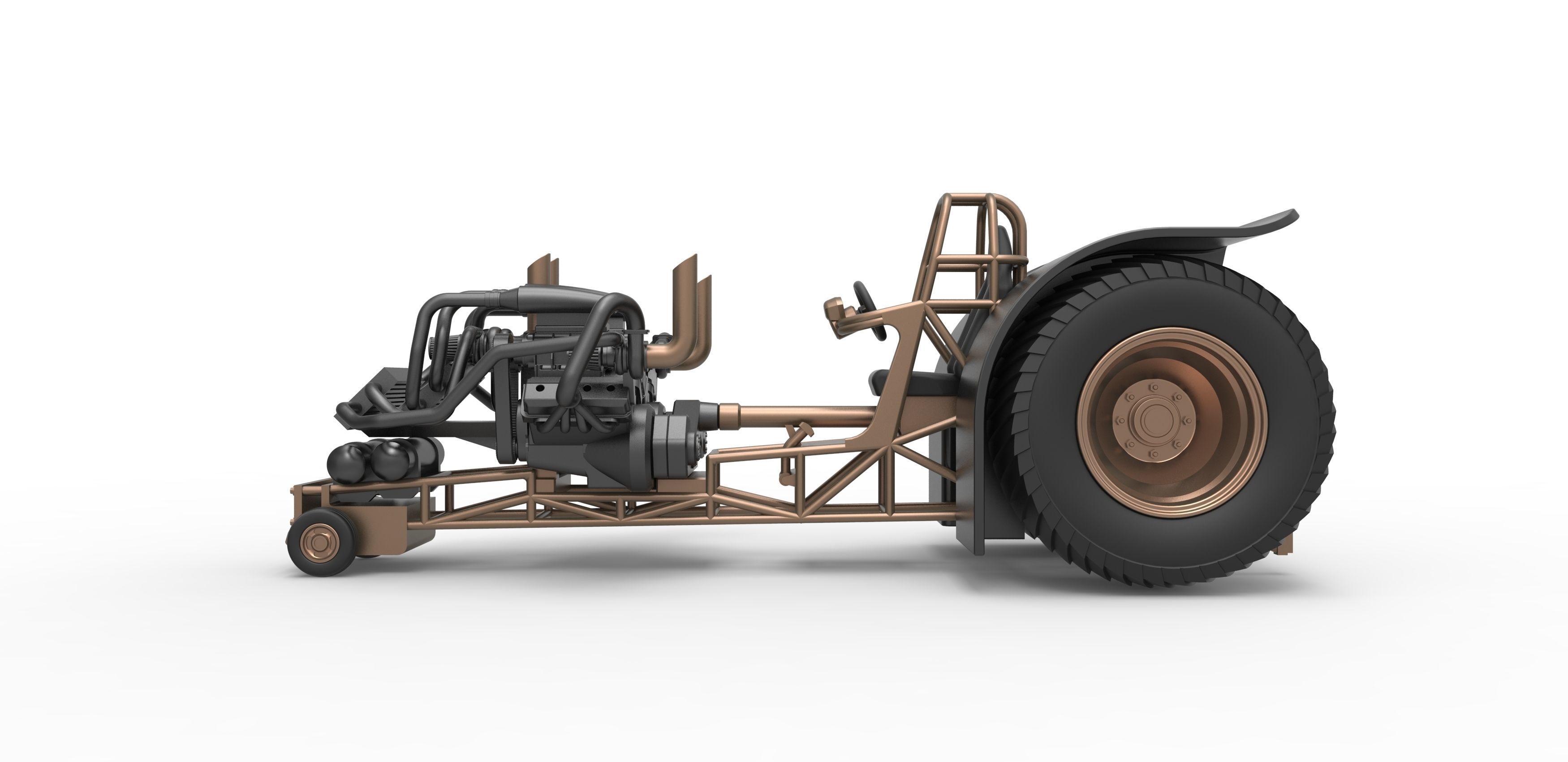 Twin-engined pulling tractor Scale 1 to 25 3D print model_7