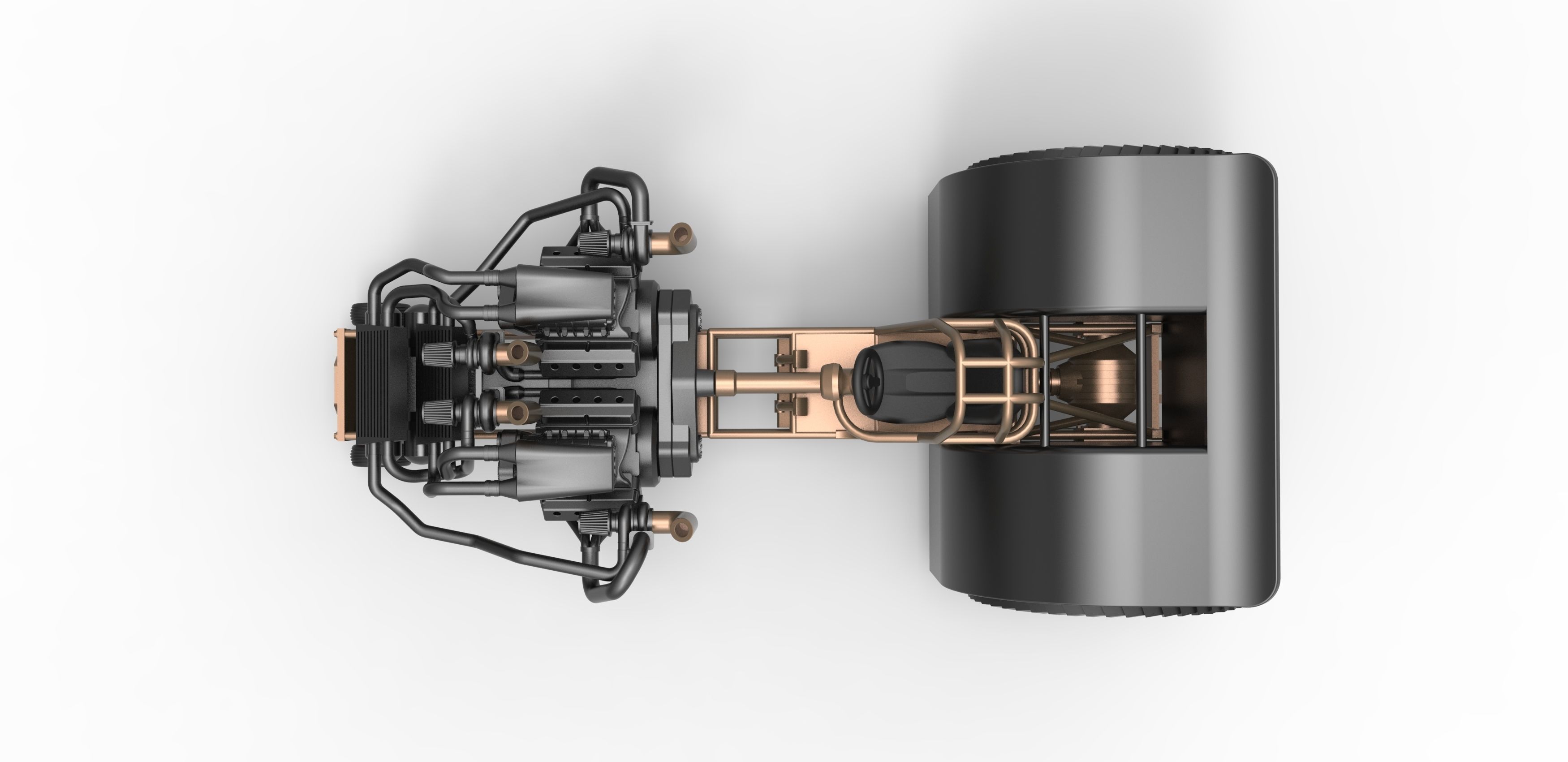 Twin-engined pulling tractor Scale 1 to 25 3D print model_9