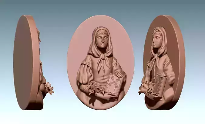 Saint Dymphna Pendant CNC and 3D print model
