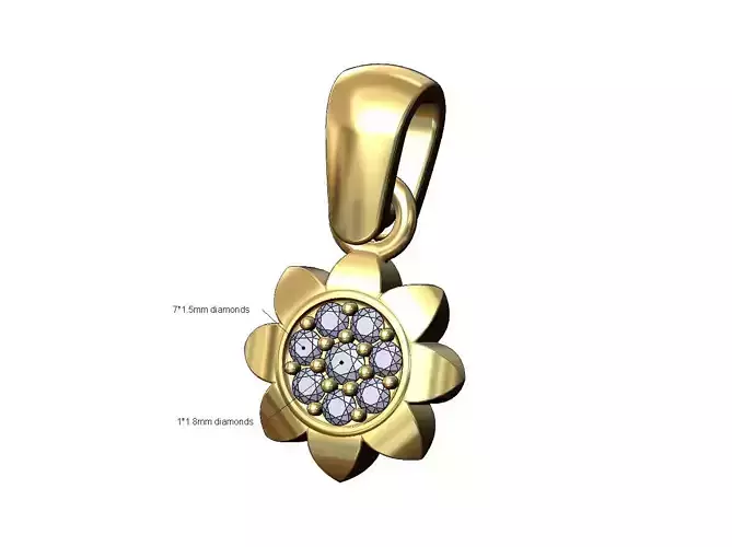 Small stud diamond cluster pendant charm with bail