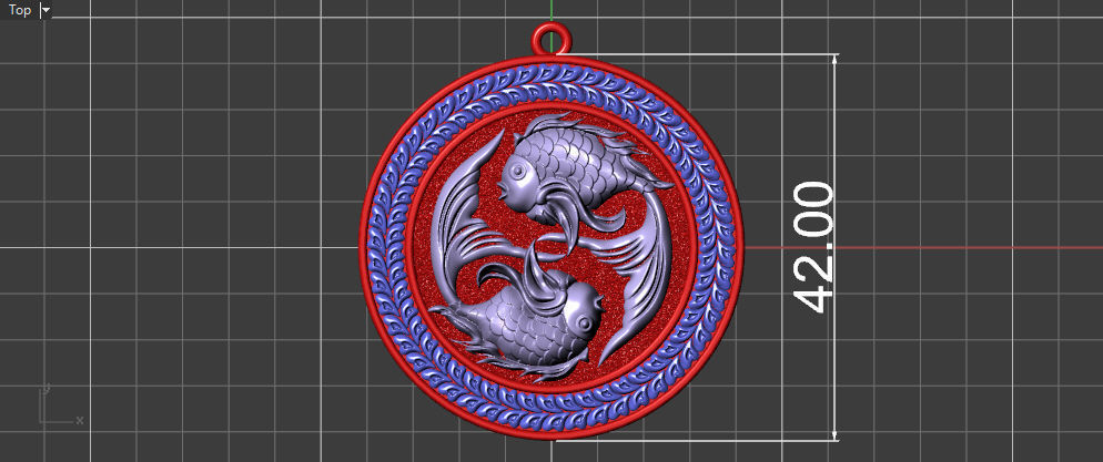 The Pisces Zodiac Sign Fishes Medallion Pendant v4 3D print model_24