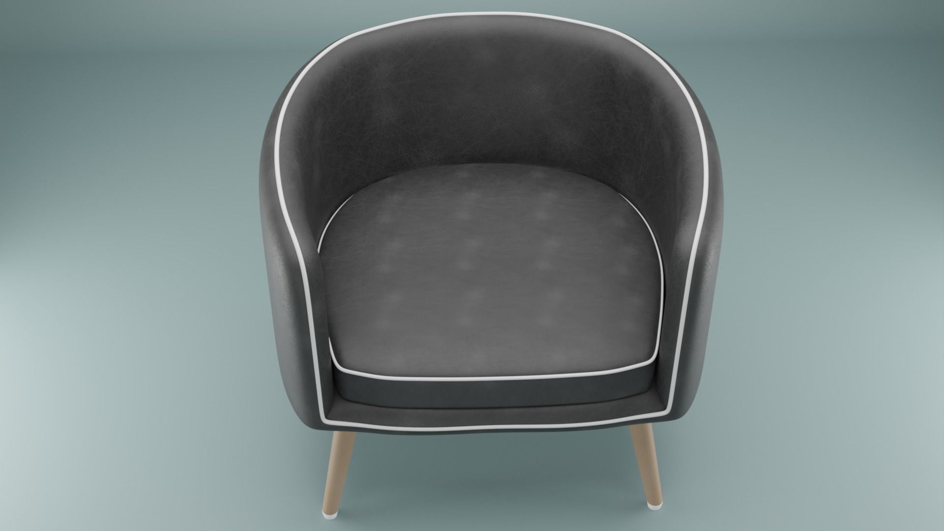 Chair leather with wooden legs Low-poly 3D model_1
