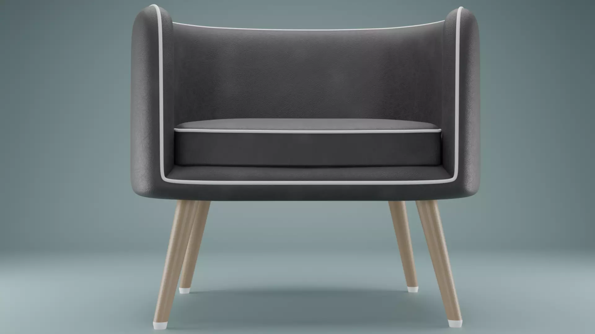 Chair leather with wooden legs Low-poly 3D model_0