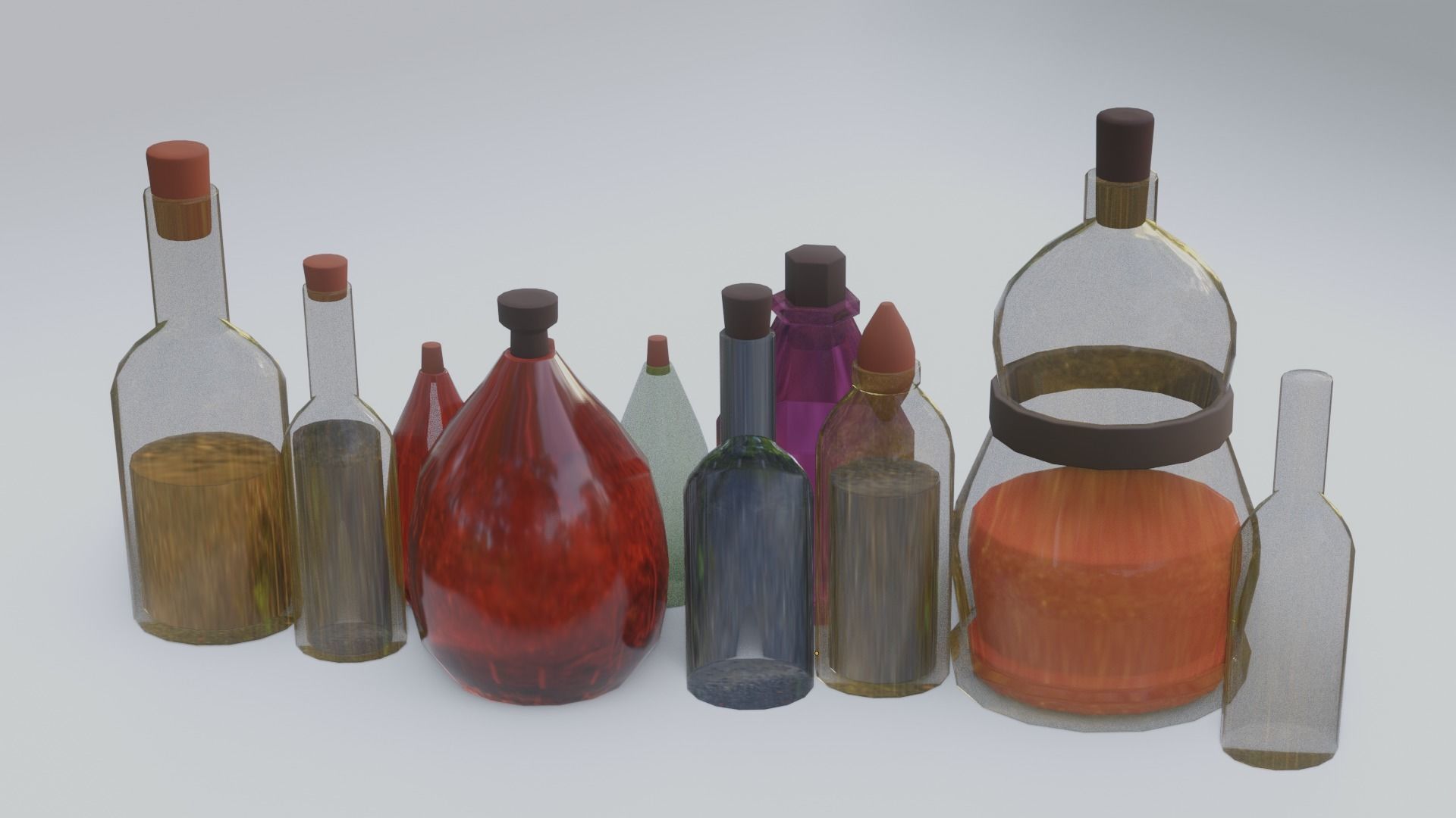 Lowpoly potion bottles  Low-poly 3D model_2