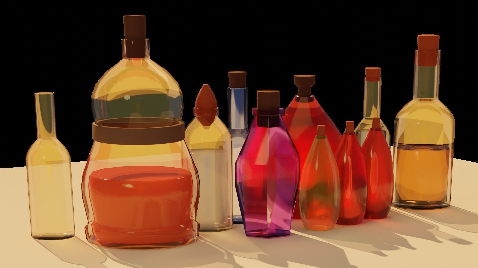 Lowpoly potion bottles  Low-poly 3D model_3