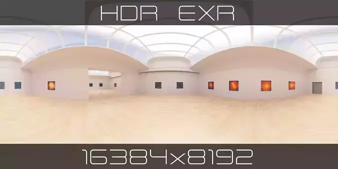 HDRI - Art Museum Gallery Interior 24 - 16384x8192 Texture