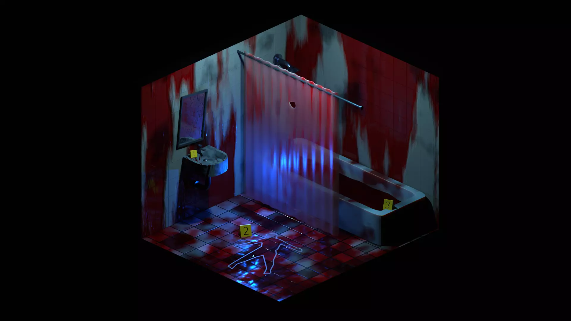 Bathroom murder low poly 3D model