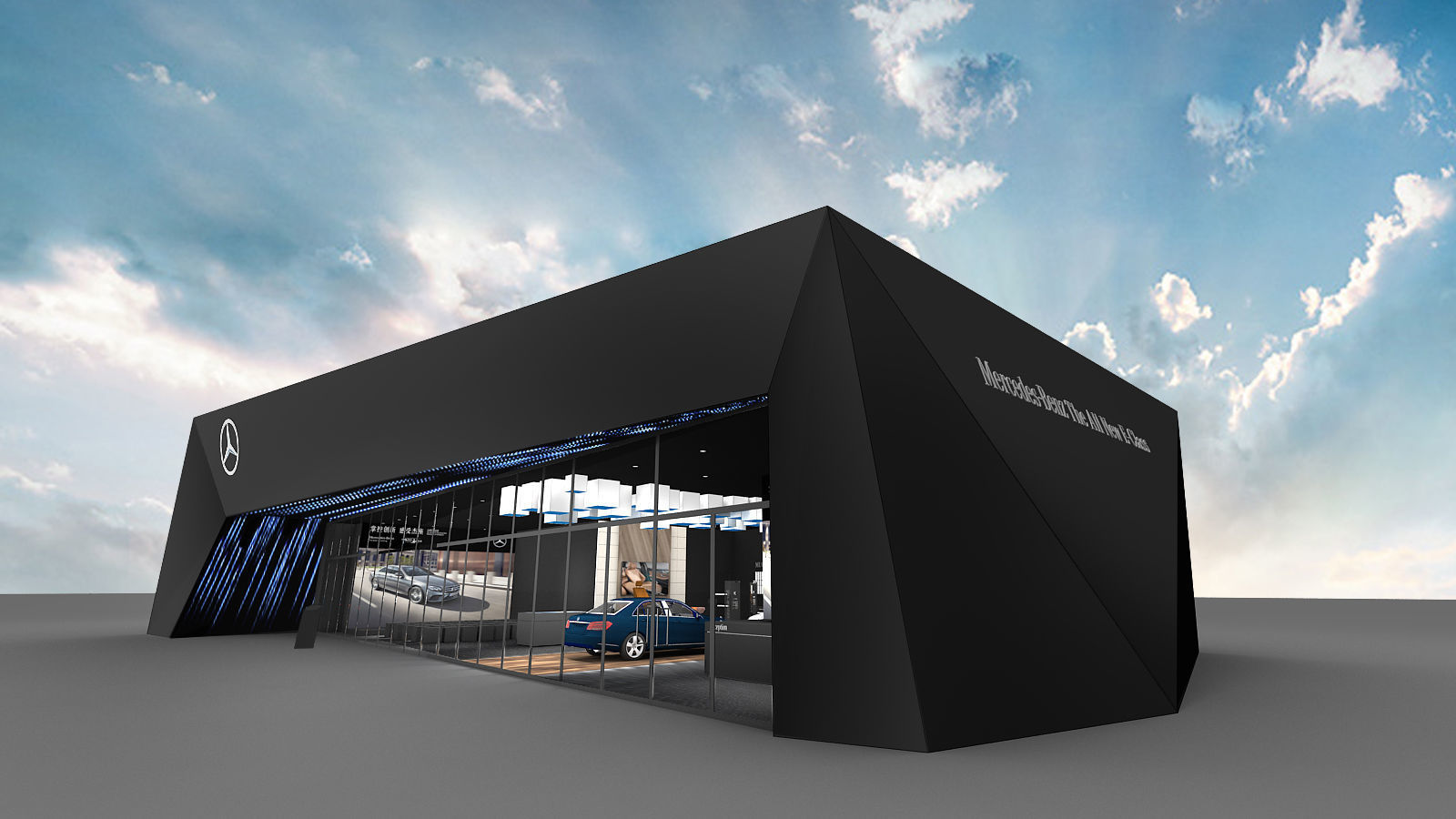 benz booth  pop up store 3D model_7