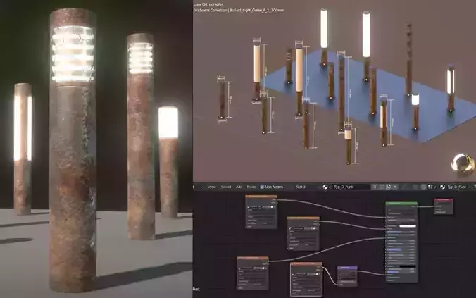 Bollard Light Type D F L N O Rusted Version