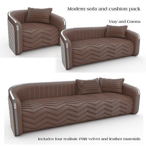 Luxury Modern Sofa And Cushion Pack 3D model