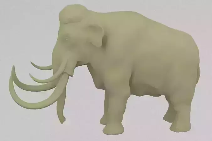 mammoth elephant with long tusks 3D print model
