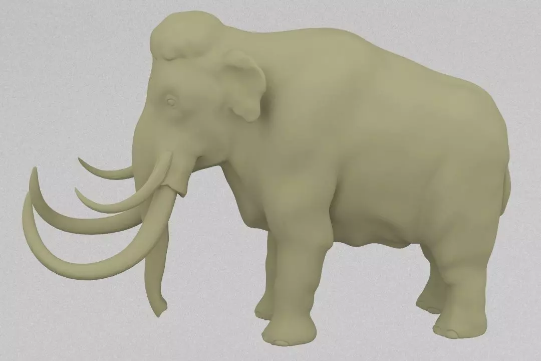 mammoth elephant with long tusks 3D print model_0