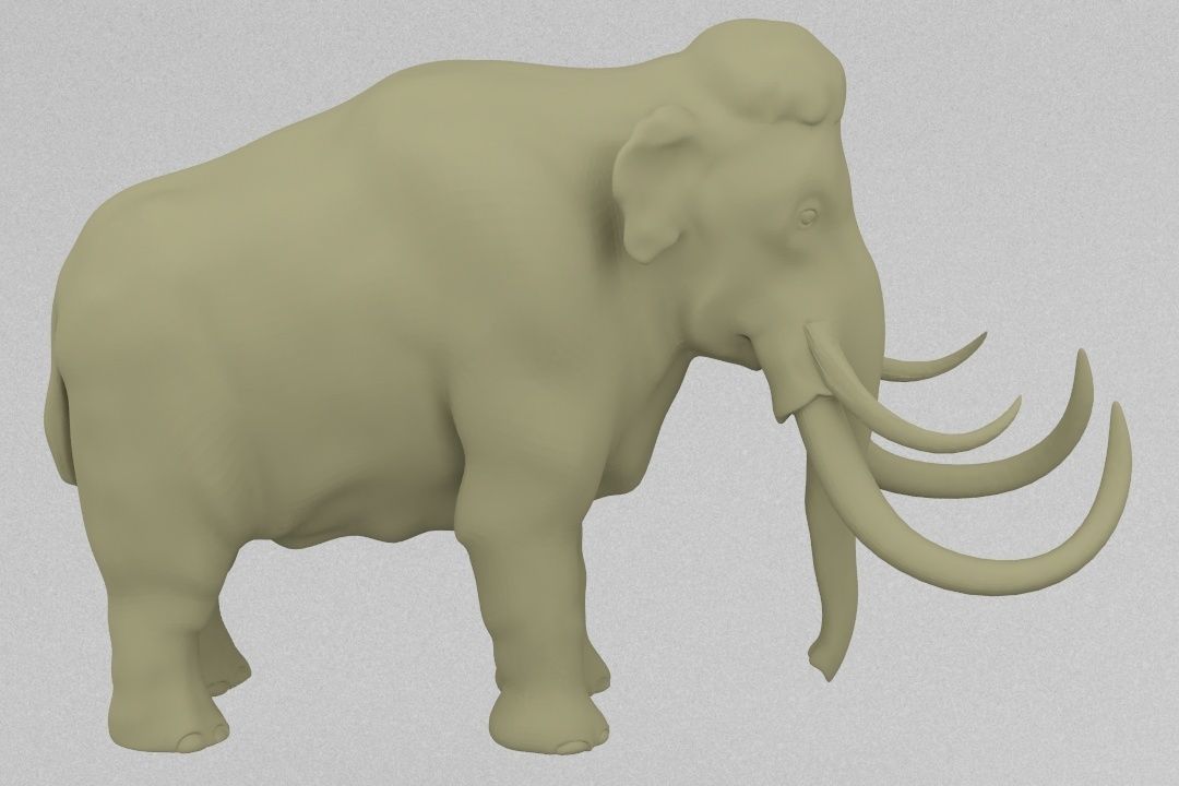 mammoth elephant with long tusks 3D print model_6