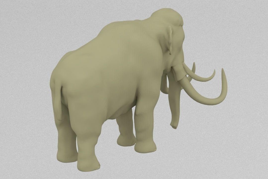 mammoth elephant with long tusks 3D print model_5