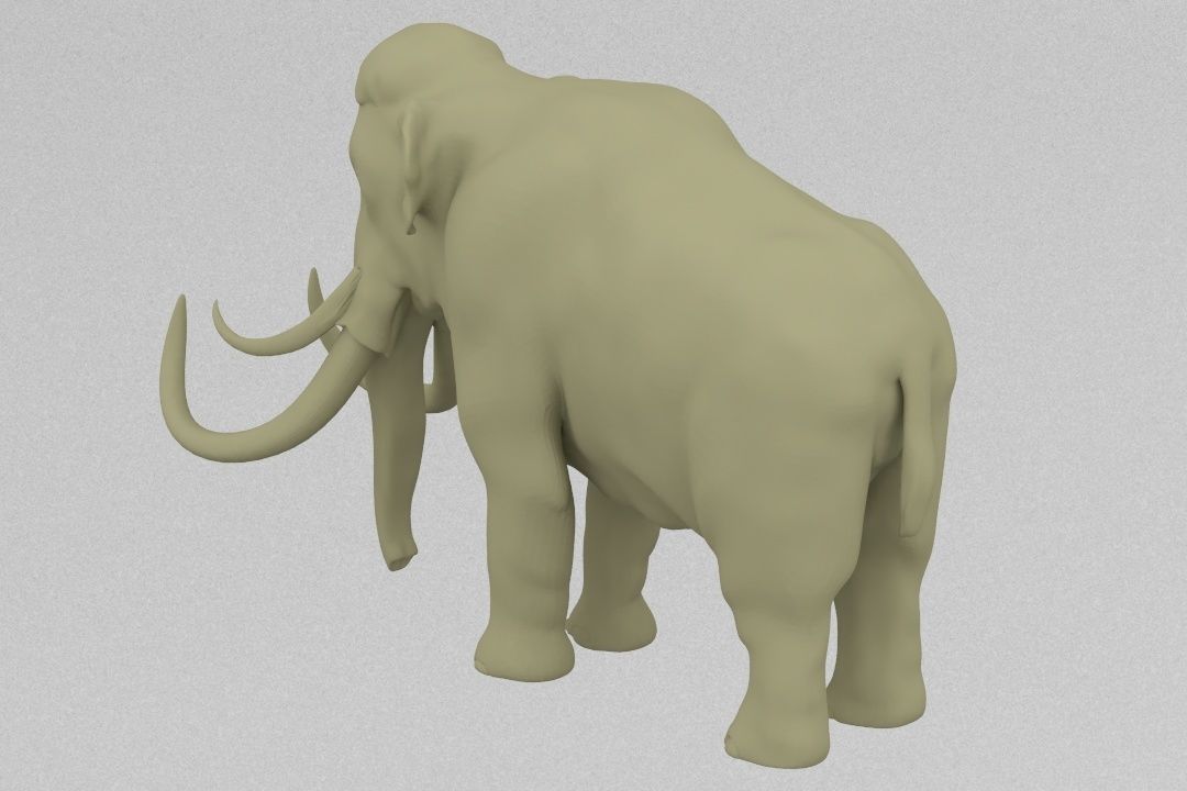 mammoth elephant with long tusks 3D print model_4