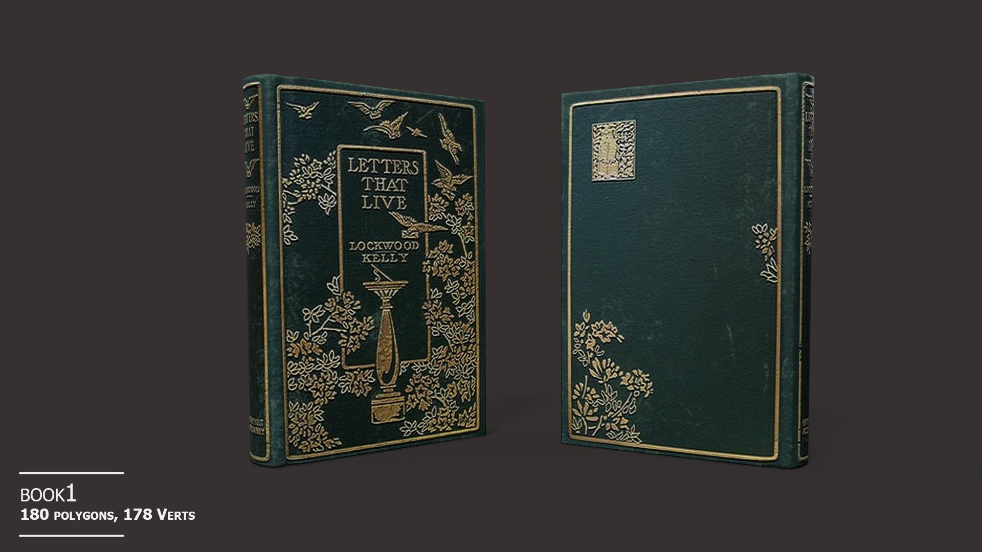 Old Books Set Low-poly 3D model_9