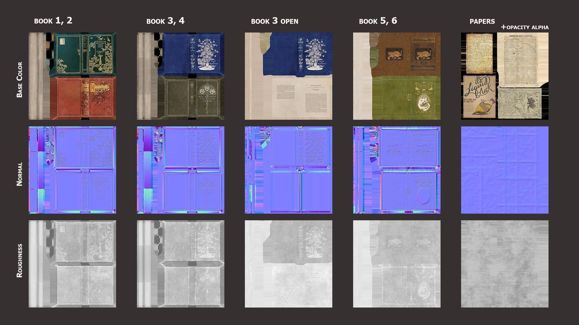 Old Books Set Low-poly 3D model_4