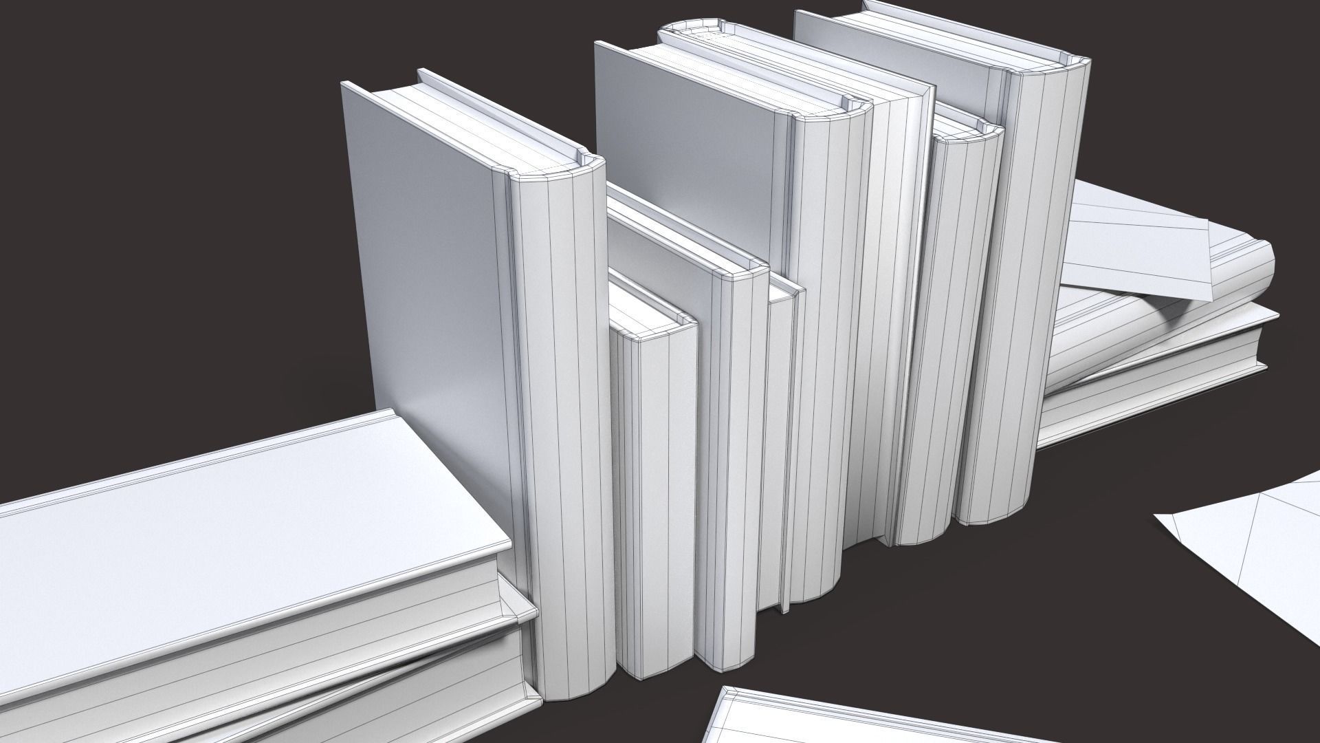 Old Books Set Low-poly 3D model_18