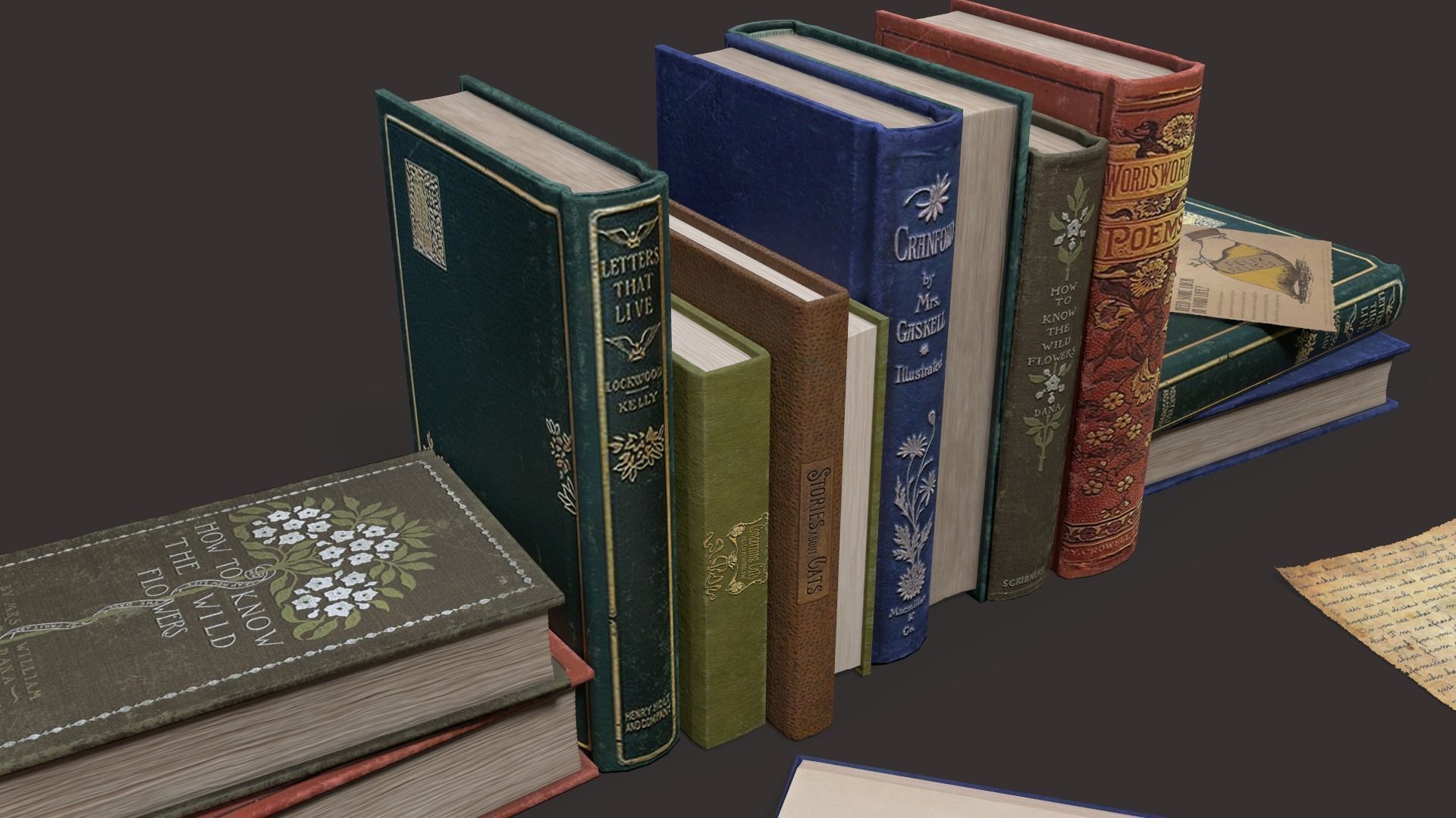 Old Books Set Low-poly 3D model_19