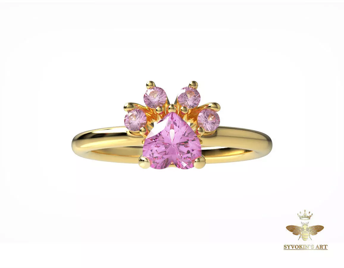 Cute paw ring for kids 3D print model