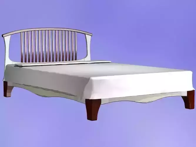 Bed Model with wooden headboard and footboard