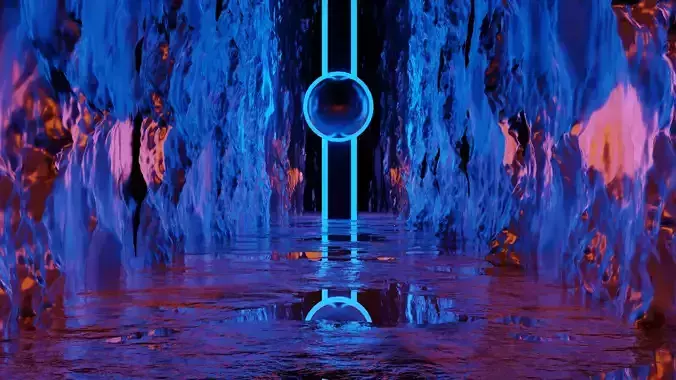 colorful sci-fi tunnel scene landscape model