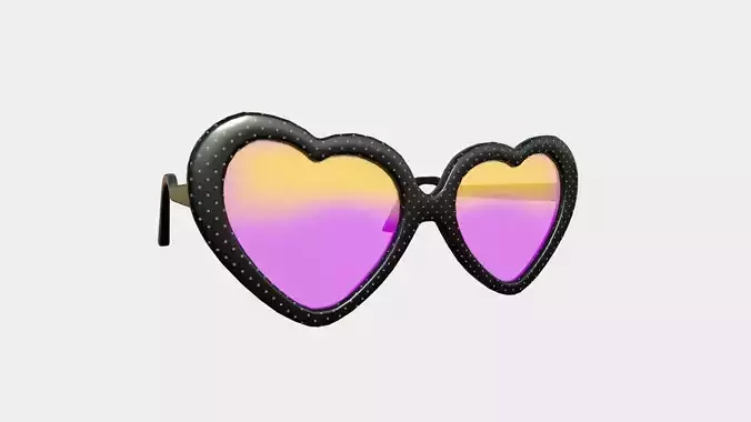 Sunglass Heart C04 Black - Character Design Fashion Low-poly 3D model