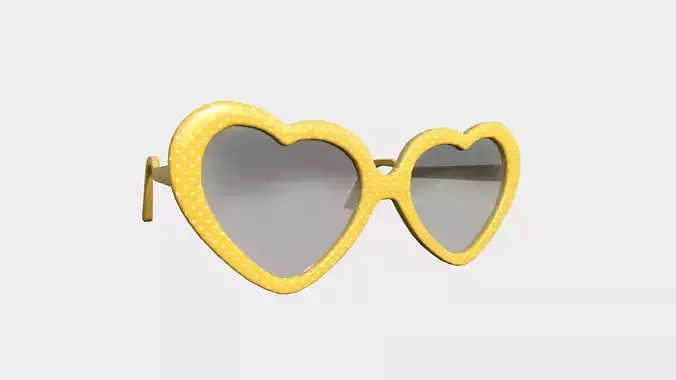 Sunglass Heart C07 Yellow - Character Design Fashion Low-poly 3D model