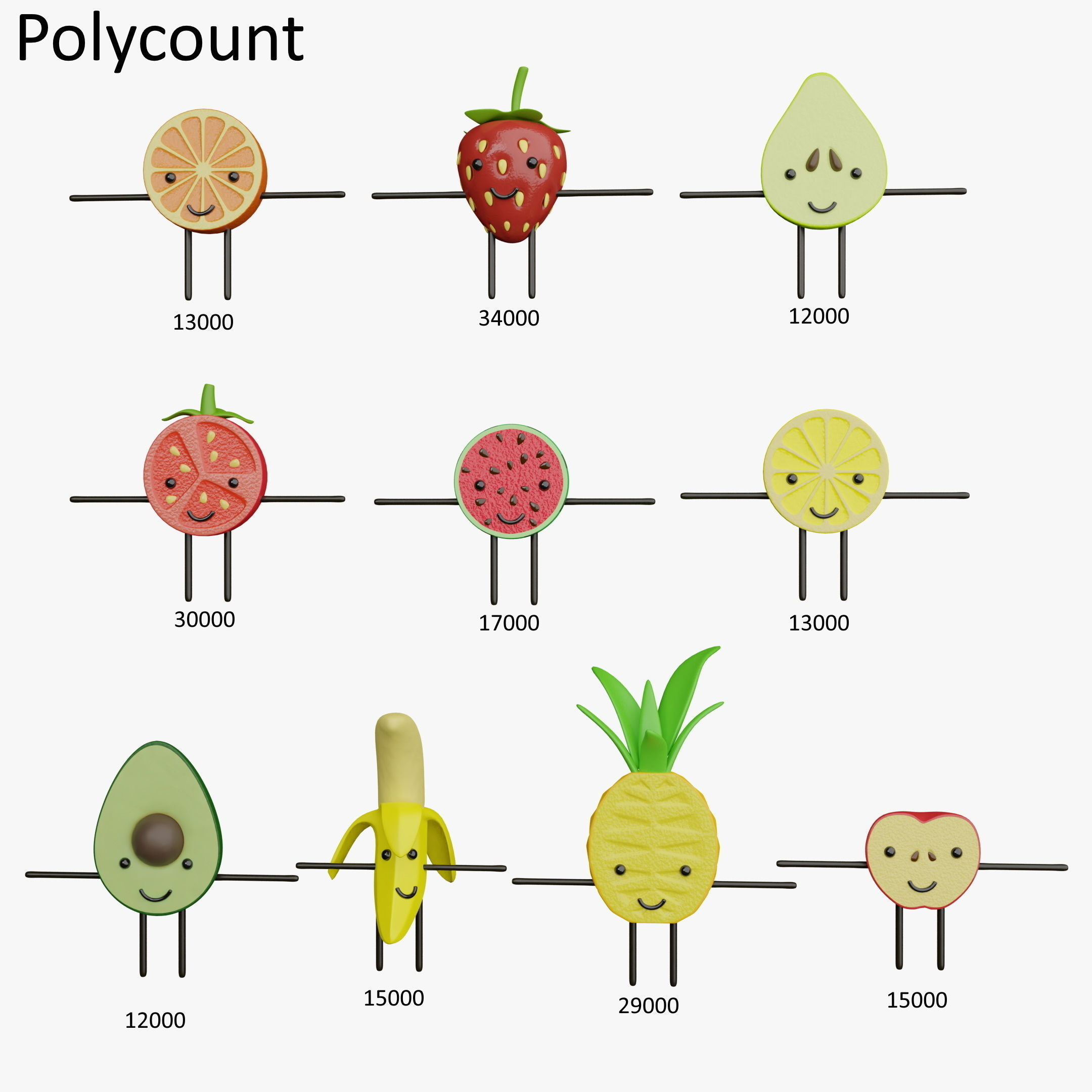 Fruit characters 3D model_24