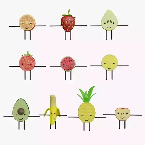 Fruit characters 3D model
